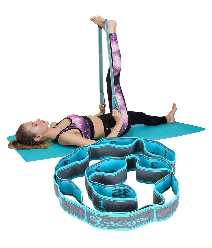 TUT Black Yoga Stretch Straps，7 Loops Plantar Fasciitis Stretch Yoga Band with 8 Shape Resistance Band