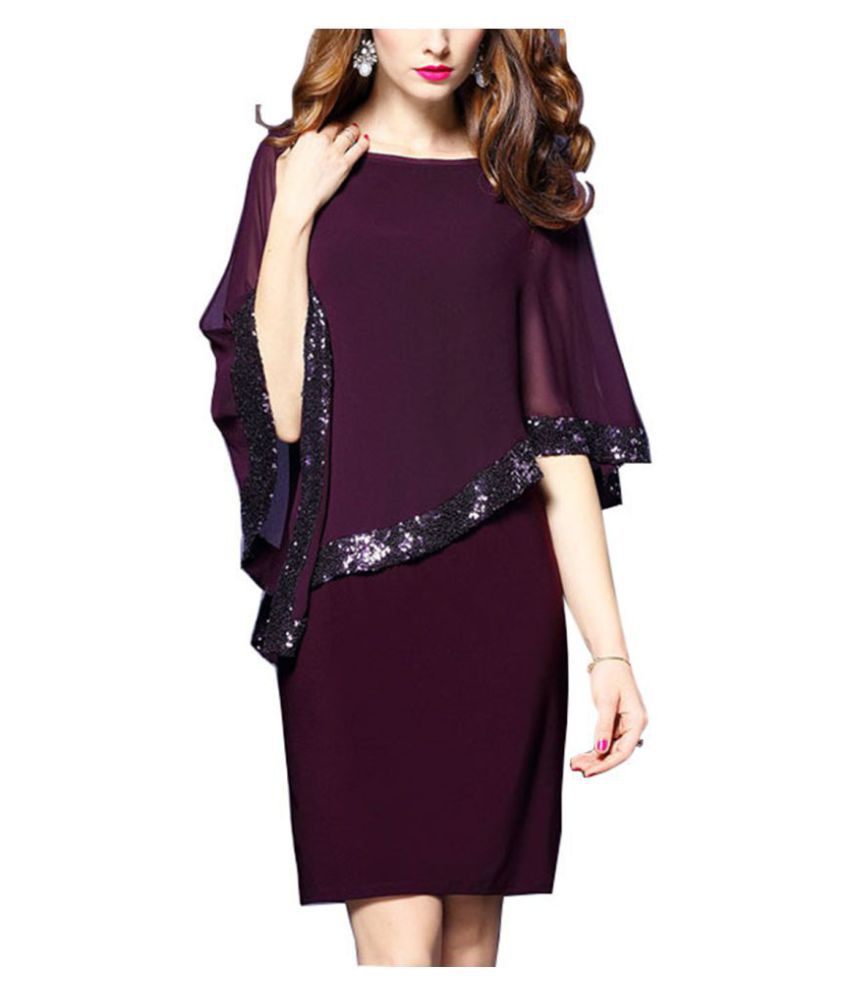 Alfredo Polyester Purple Bodycon Dress - Buy Alfredo Polyester Purple ...