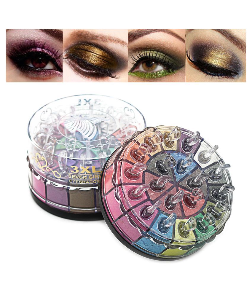 ADS 24 Shades Shimmer/Glitter Eye Shadow Pressed Powder Colours 48 g