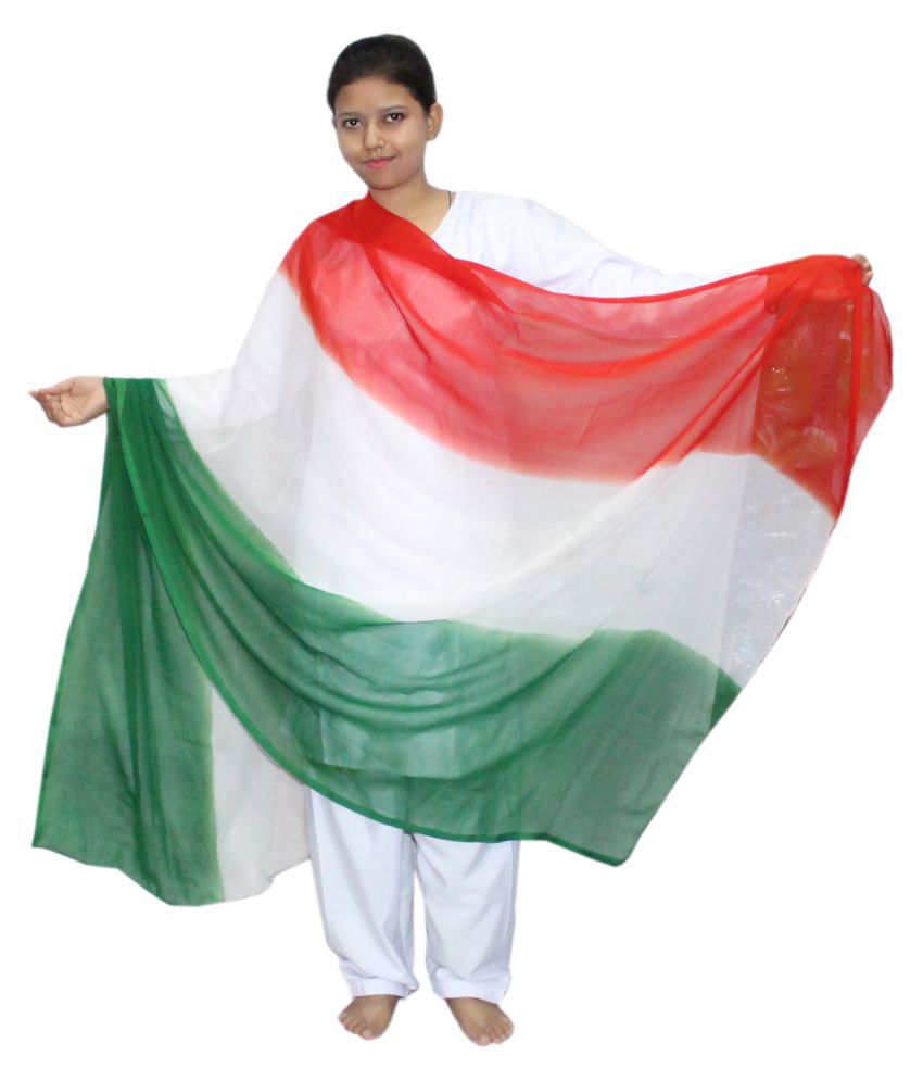 Kaku Fancy Dresses Tricolor Chunni /Tricolor Stole / Tricolor Dupatta for Independence Day / Republic Day