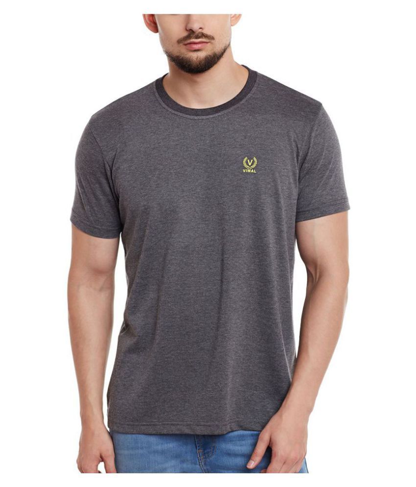     			Vimal Jonney Cotton Blend Grey Solids T-Shirt