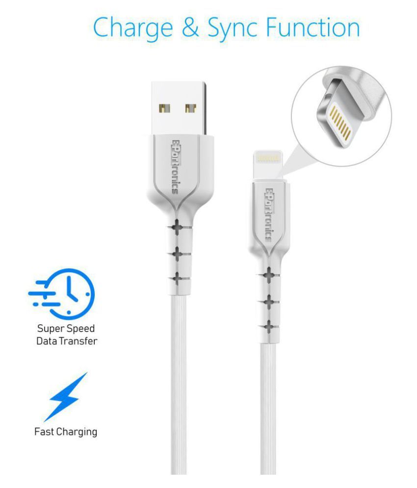 Portronics Lightning Cable White 1.2 Meter All Cables Online at Low