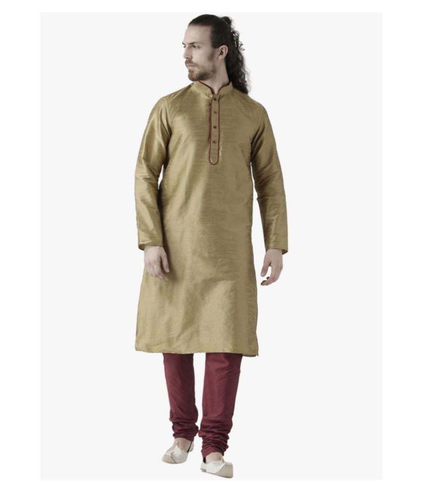     			Deyann Brown Silk Blend Kurta Pyjama Set