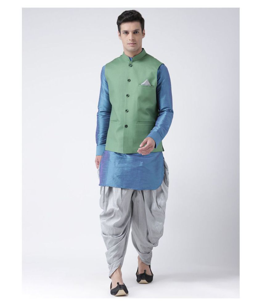     			Deyann Green Cotton Kurta Pyjama Set