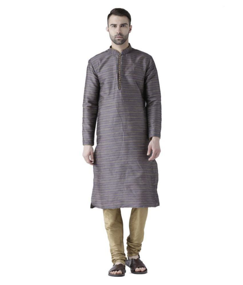     			Deyann Navy Silk Blend Kurta Pyjama Set