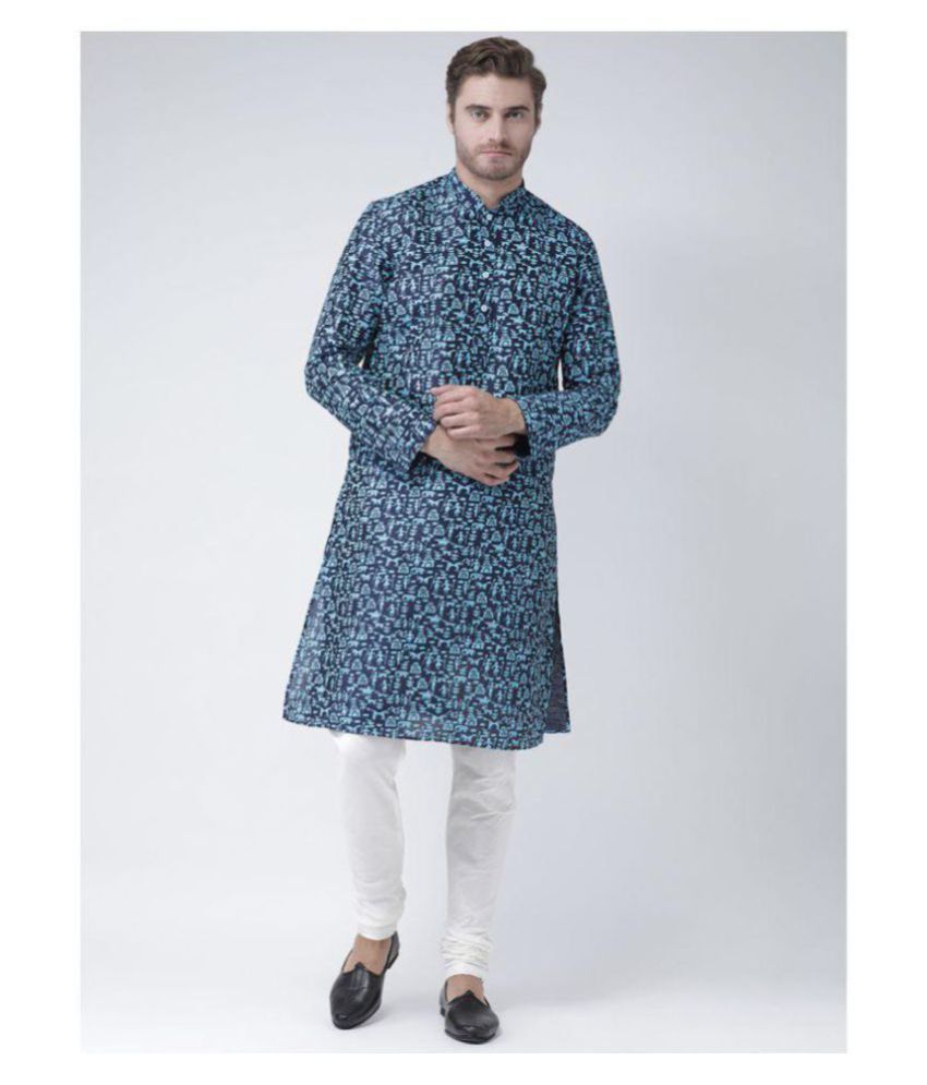     			Deyann Navy Silk Blend Kurta Pyjama Set