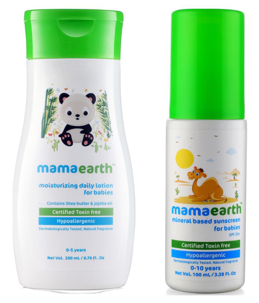 Mamaearth Daily Moisturizing Baby Lotion, 200ml änd Mineral Based Sunscreen (100 ml)