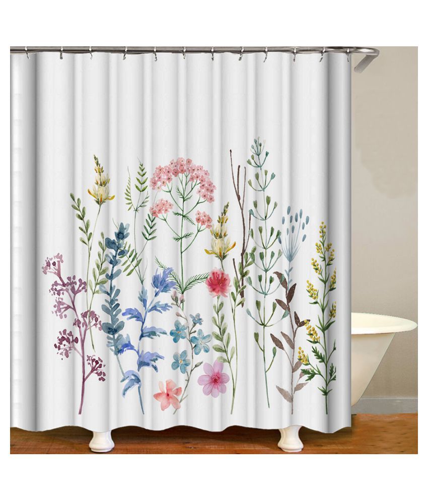 Shower Curtain Flowers Trees Print Blackout Curtains Waterproof
