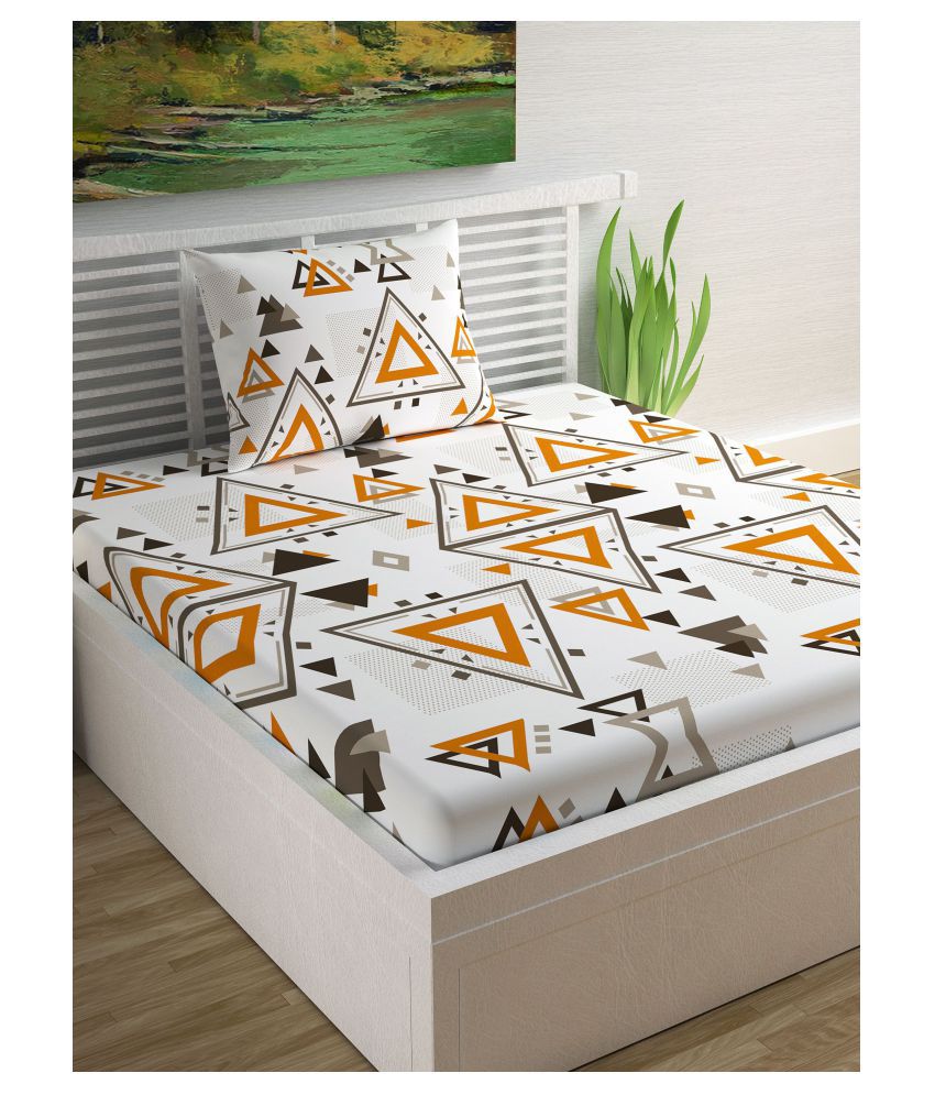    			DIVINE CASA Cotton Single Bedsheet with 1 Pillow Cover ( 220 cm x 108 cm )