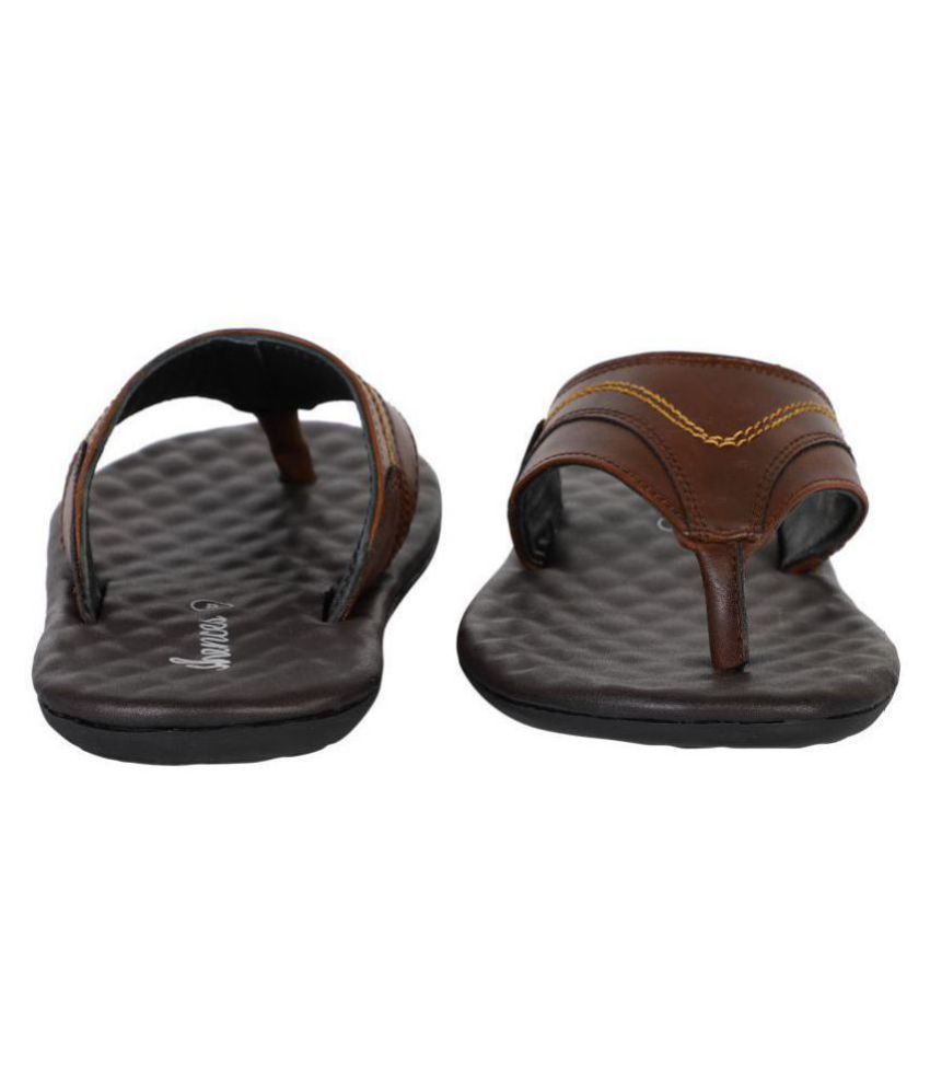 shences brown leather slippers