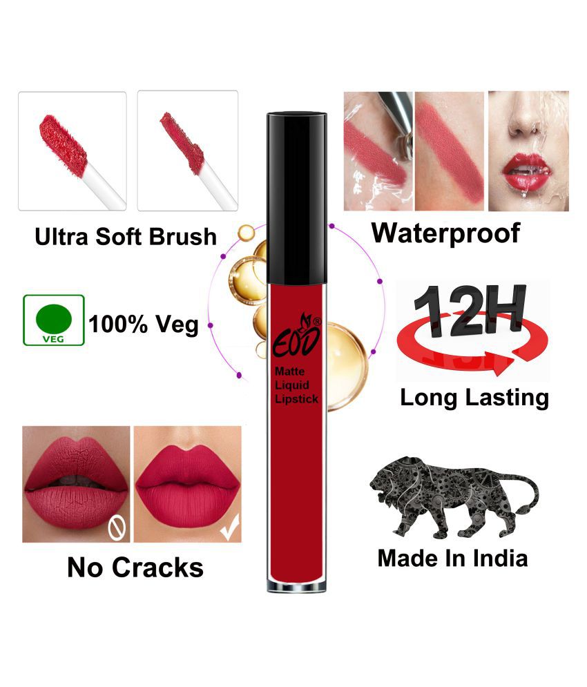 EOD Soft Matte Kiss Proof Vegan Liquid Lipstick Red, Pink 