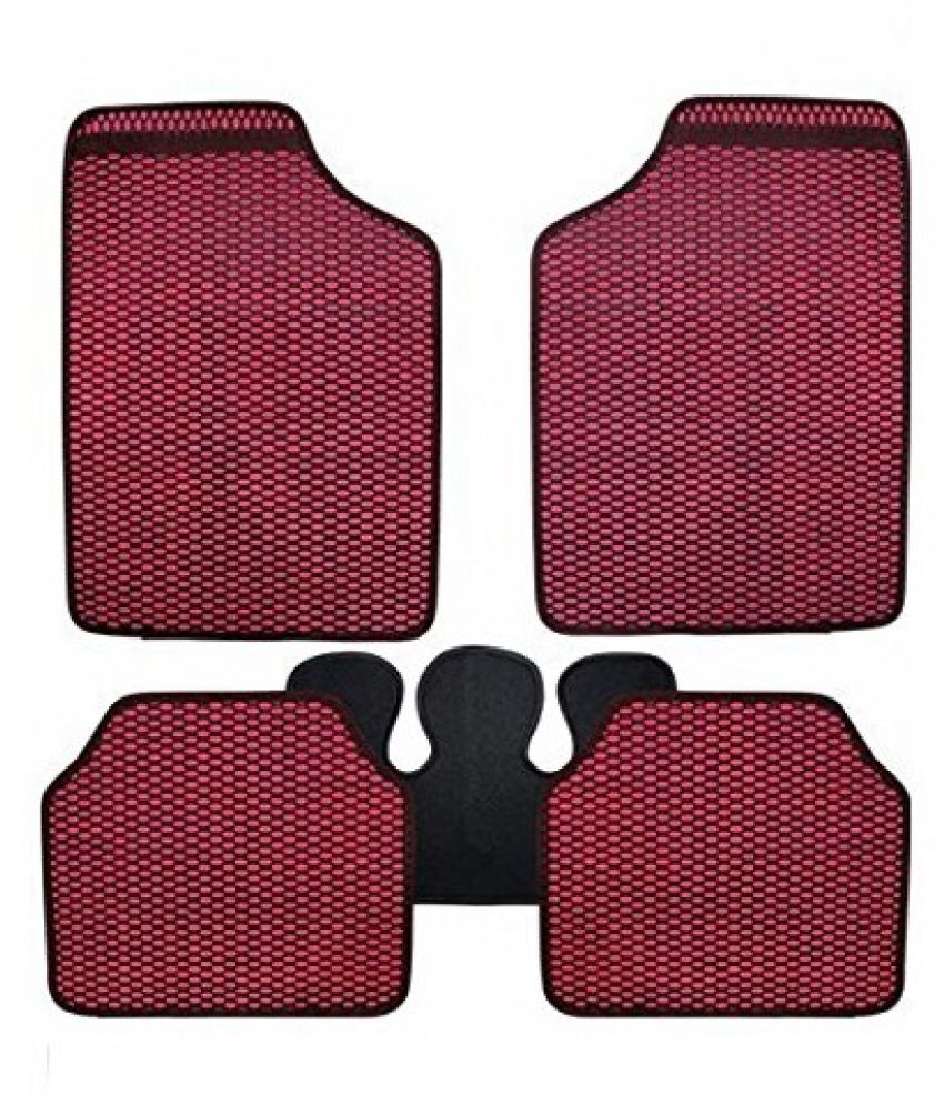 Autofetch Car Eclipse Odourless Floor/Foot Mats (Set of 5) Red for