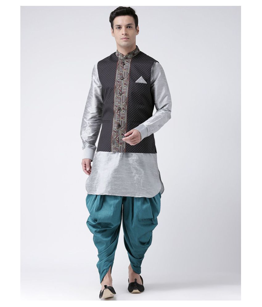     			Deyann Black Linen Kurta Pyjama Set