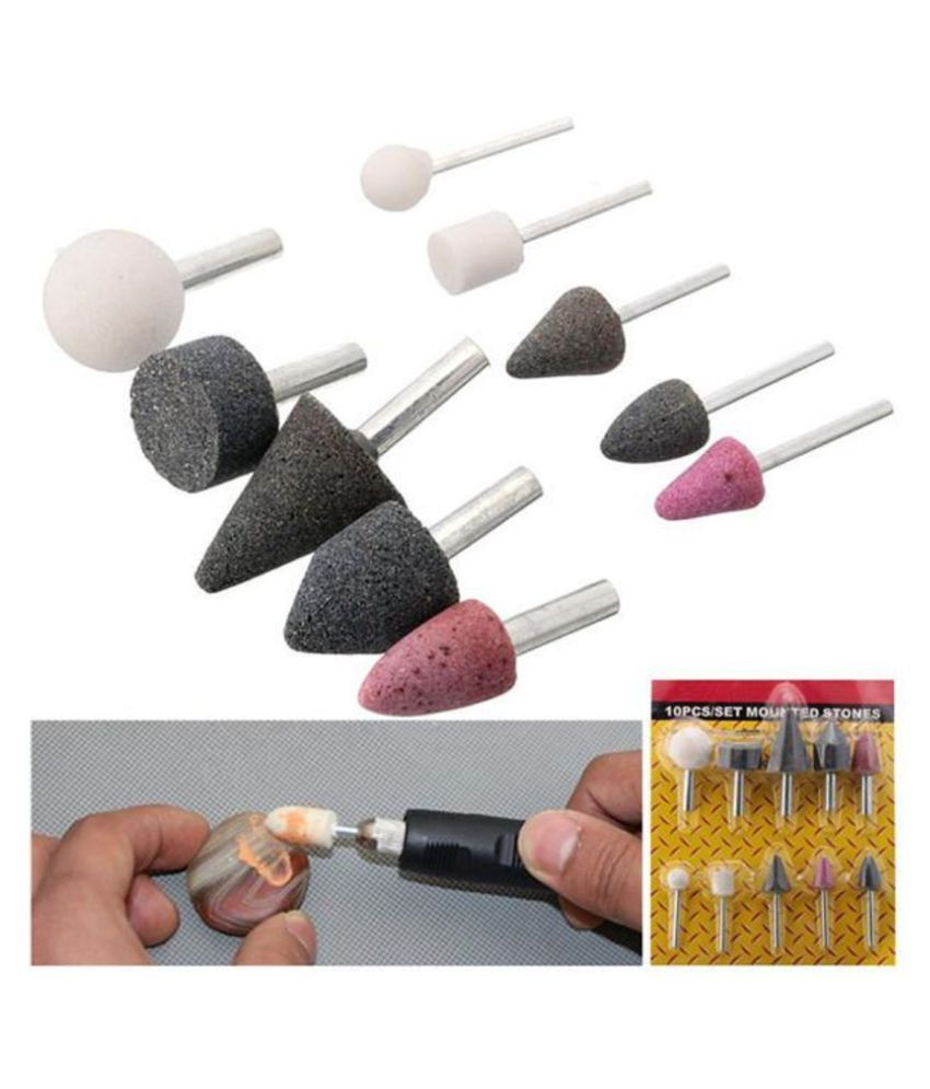 10pcs 3mm/6mm Dia Shank Mounted Stone Point Abrasive Grinding Wheels