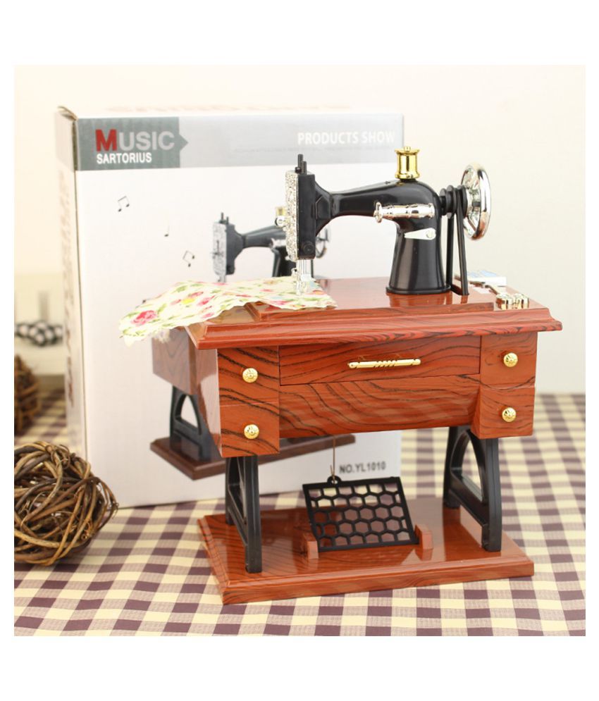 Vintage Simulation Sewing Machine Music Box Retro Treadle Sartorius