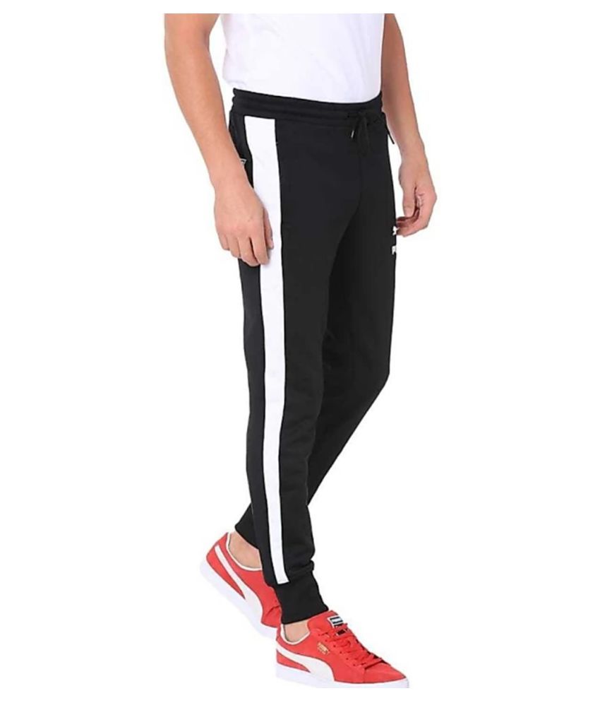 puma black polyester lycra joggers