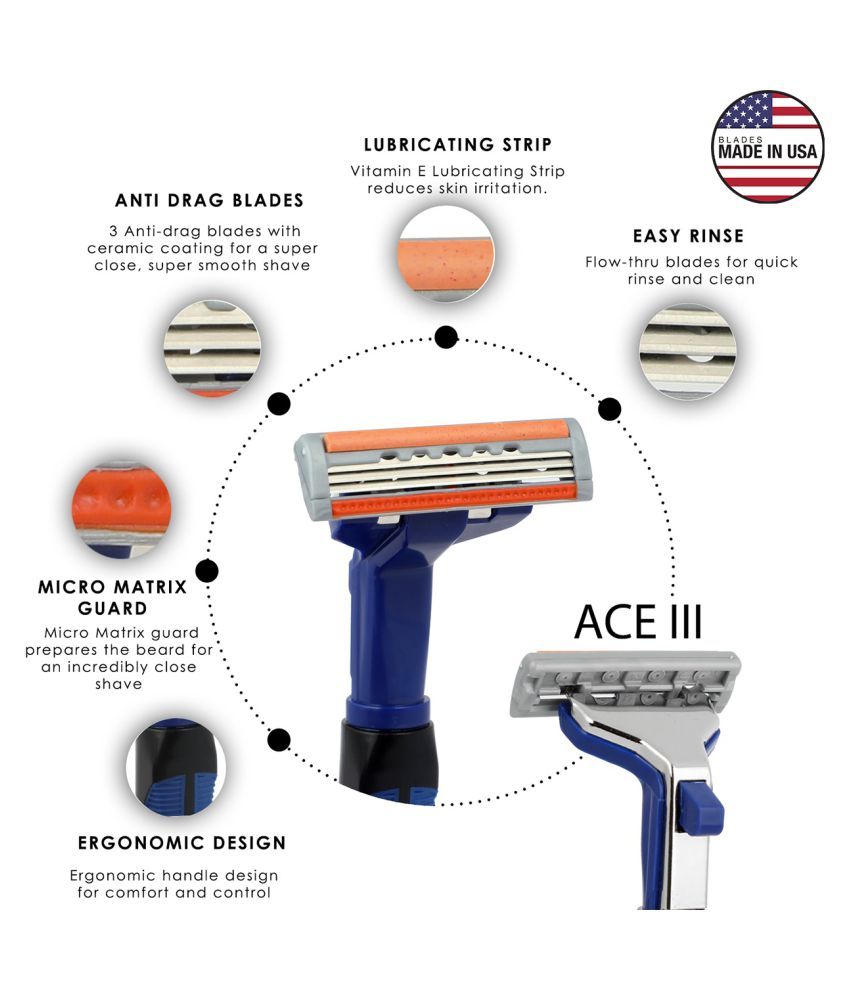 Hajamat Ace III Shaving Razor 3 Blade Shaving Razor for Men 1 Handle