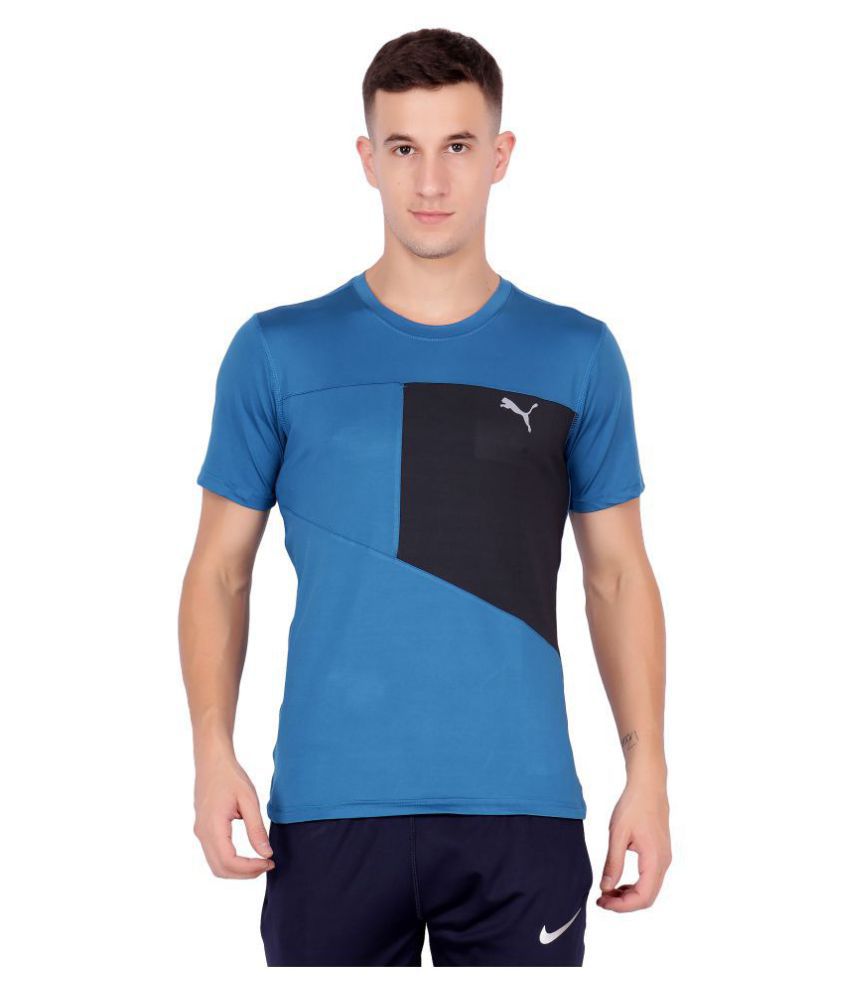 Puma Blue Polyester Lycra T-Shirt - Buy Puma Blue Polyester Lycra T ...