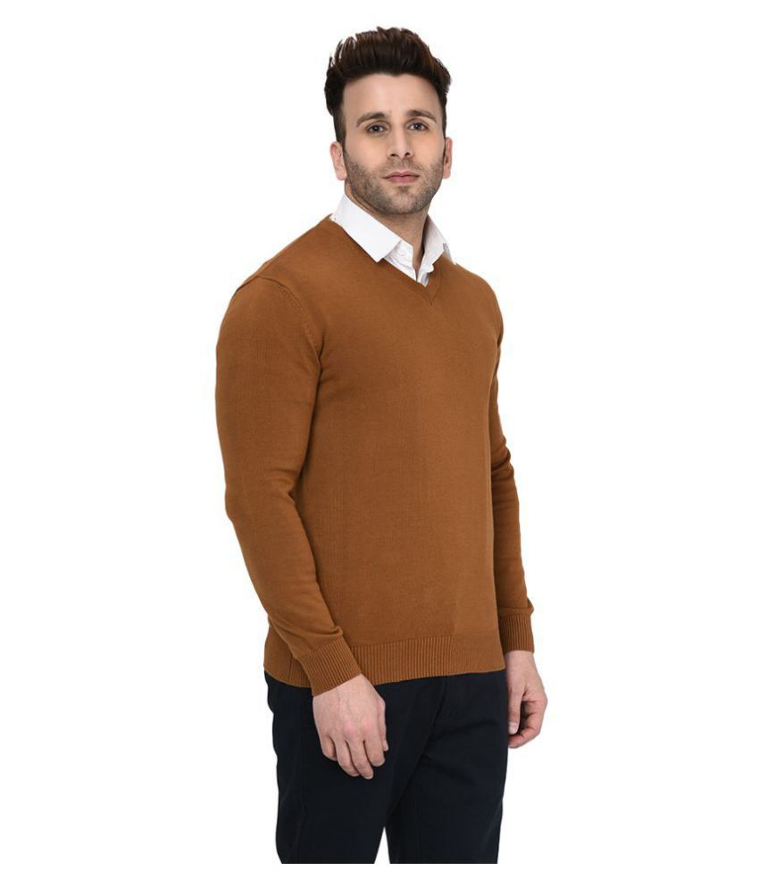 mens dark brown v neck sweater