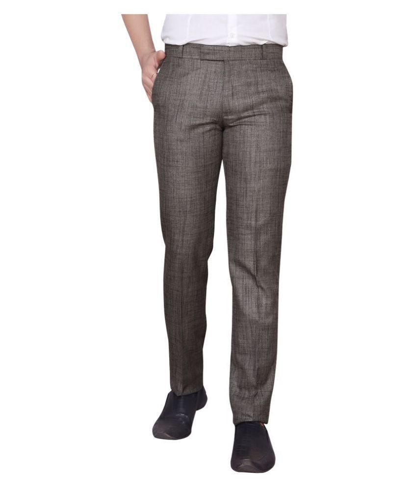 udo Brown Regular -Fit Flat Trousers
