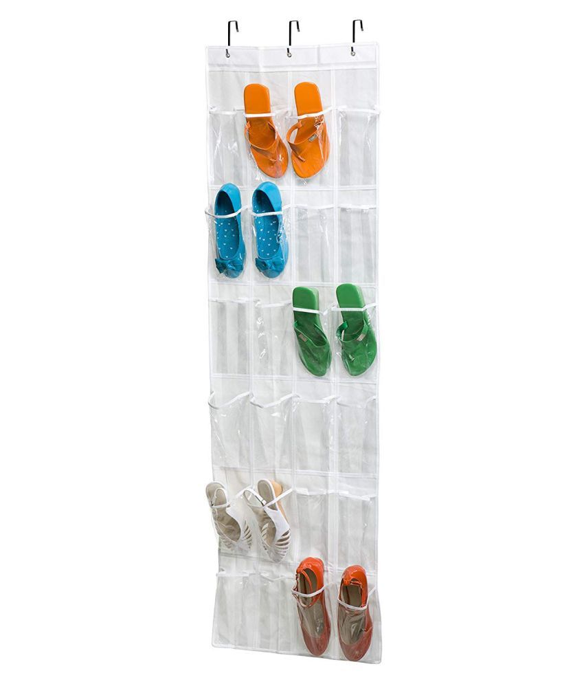 Hanging Peva Over The Door Plastic Shoe Rack 24 Pocket White