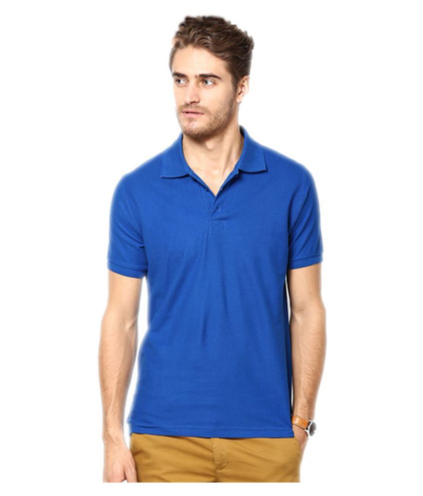     			KETEX Polyester Cotton Blue Plain Polo T Shirt