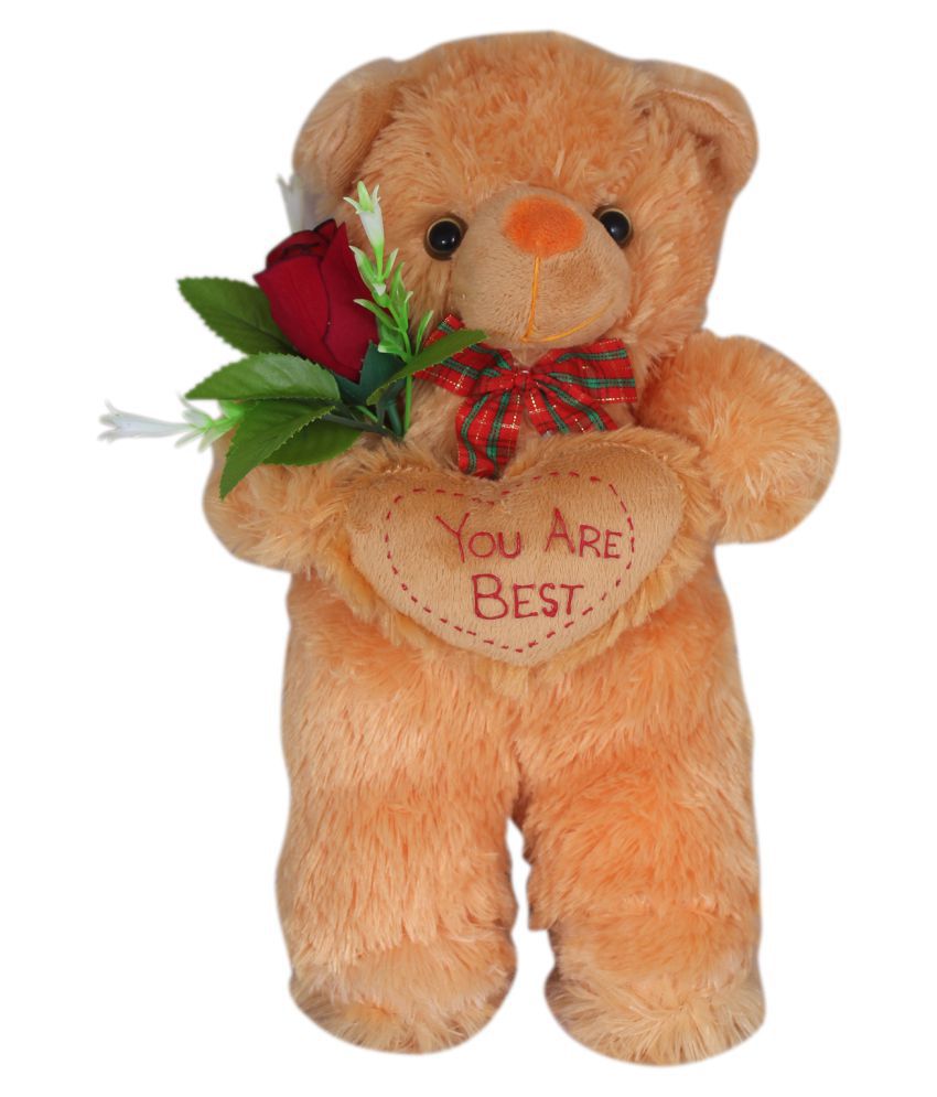     			Tickles Plush Brown Standing Teddy with Rose Soft Plush Animal Soft Toy for Kids (Size: 32 cm)