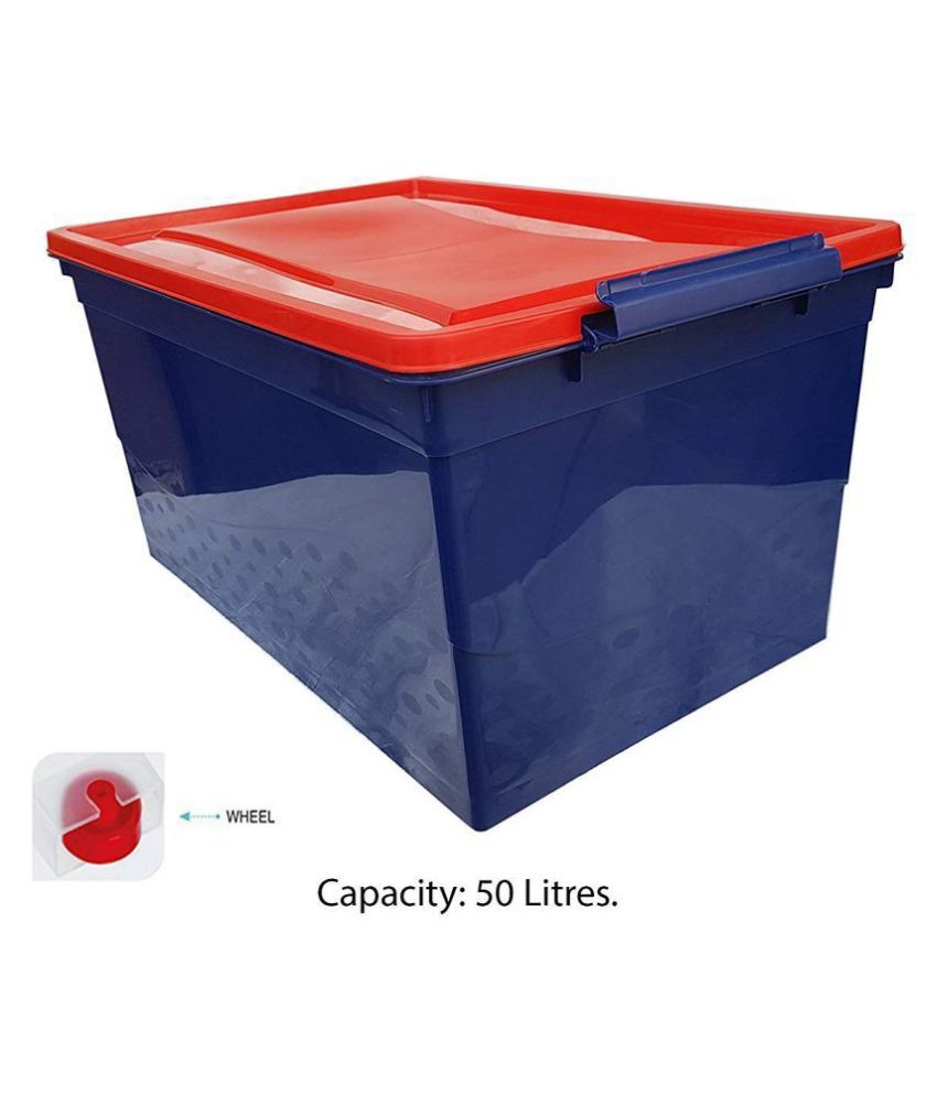 Nilkamal Stackable Plastic Storage Box, 50 Ltr with Wheels Buy