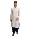 Deyann White Silk Blend Dhoti Kurta Set