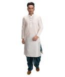 Deyann White Silk Blend Dhoti Kurta Set