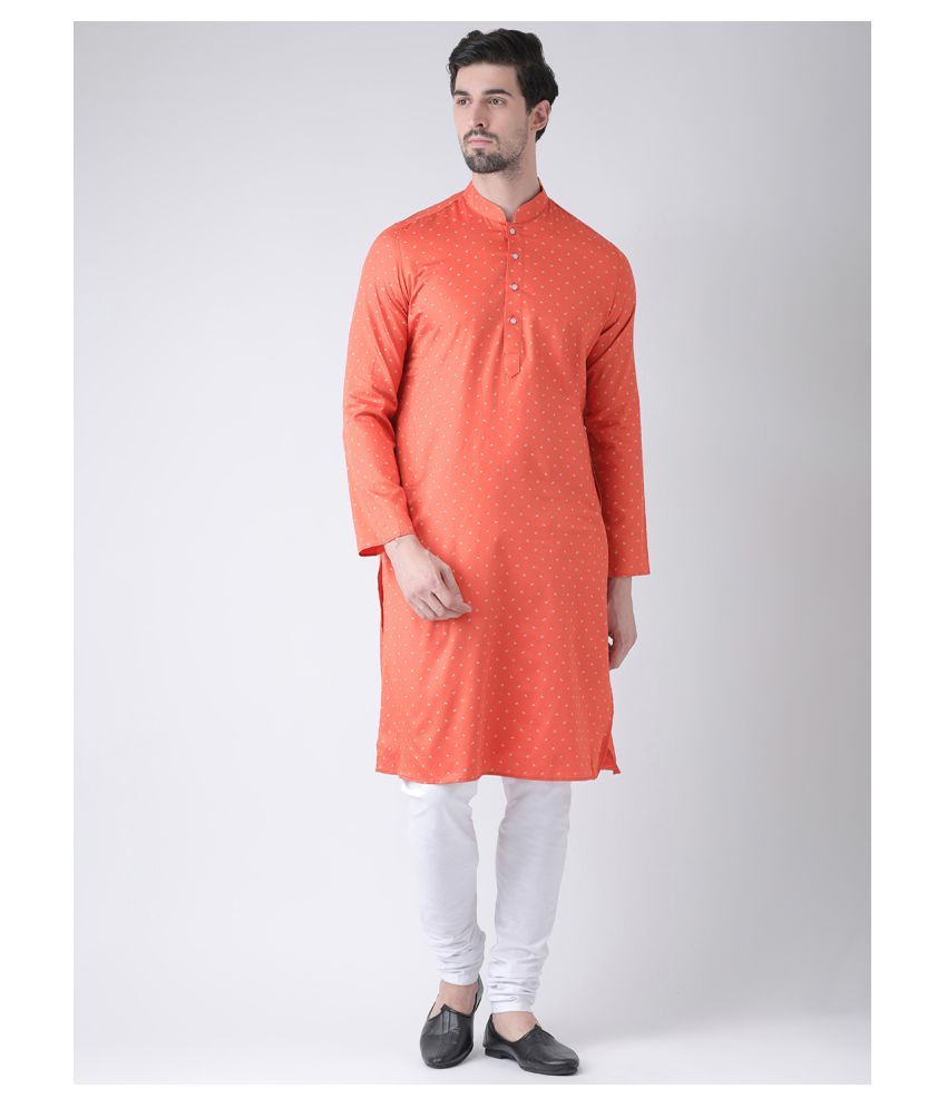     			Deyann Orange Cotton Kurta Single