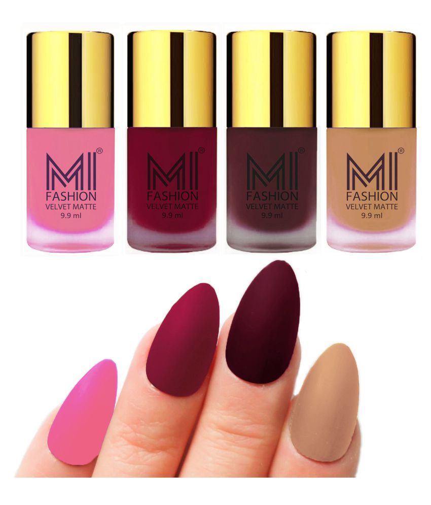     			MI FASHION Unique Matte Nail Paint Set Nude Nail Polish Mauve,Red Wine, Pink Matte Pack of 4 40 mL