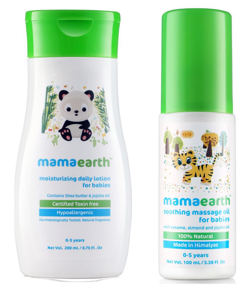 Mamaearth Daily Moisturizing Baby Lotion, 200ml änd Soothing Massage Oil for Babies (100 ml, 0-5 Yrs)