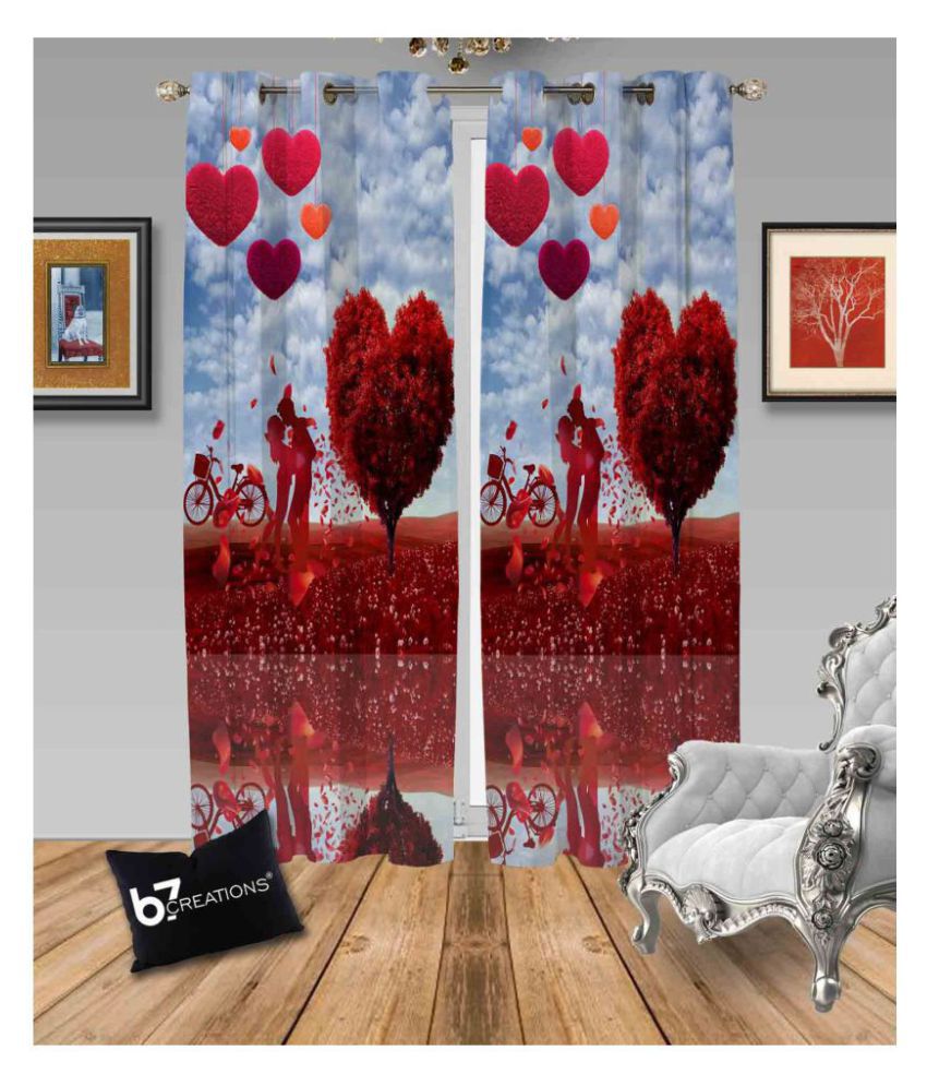     			HOMETALES Single Long Door Semi-Transparent Eyelet Polyester Curtains Multi Color