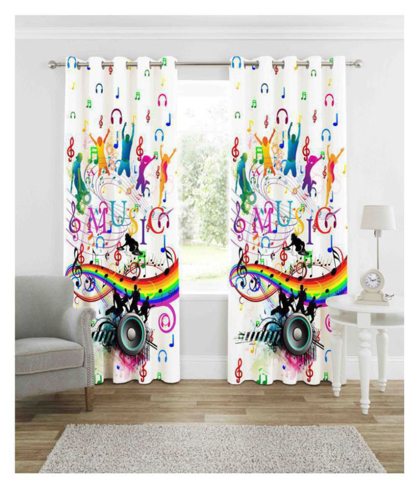     			B7 CREATIONS Single Door Semi-Transparent Eyelet Polyester Curtains Multi Color