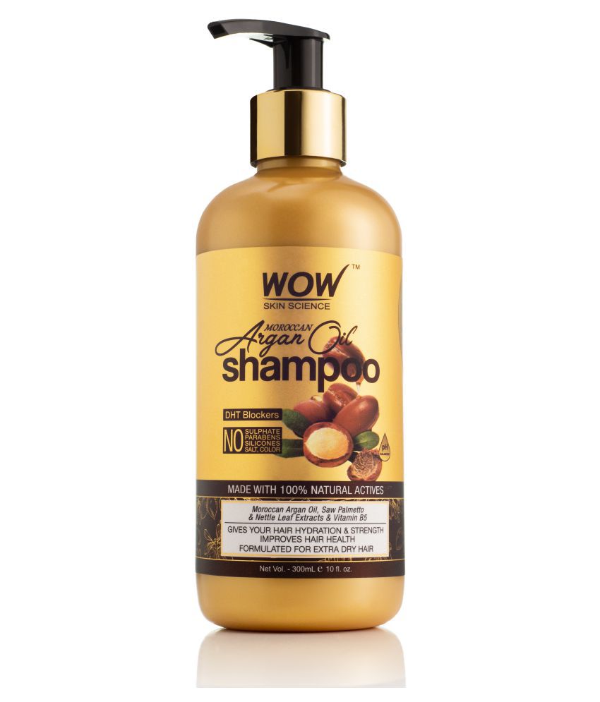 WOW Skin Science Moroccan Argan Oil Shampoo (With DTH Blockers; No Sulphates, Parabens, Silicones, Salt & Color) 300 mL