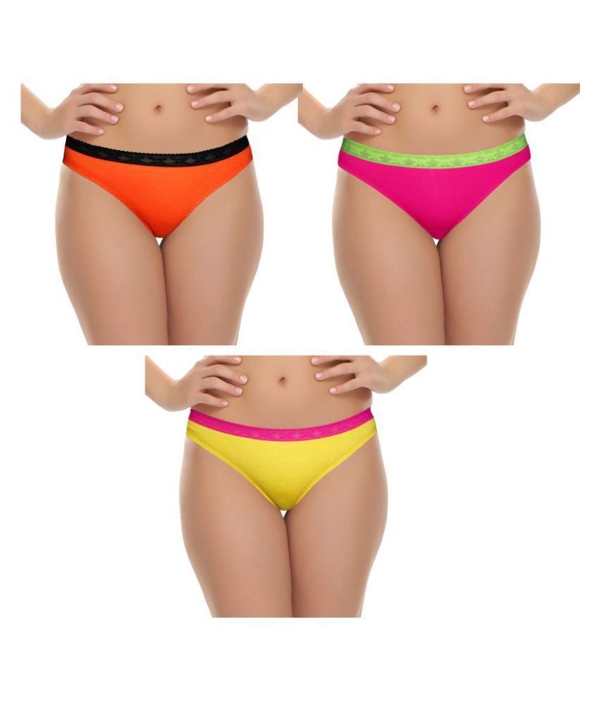     			Selfcare Pack of 3 Cotton Women's Bikini Panties ( Multi Color )