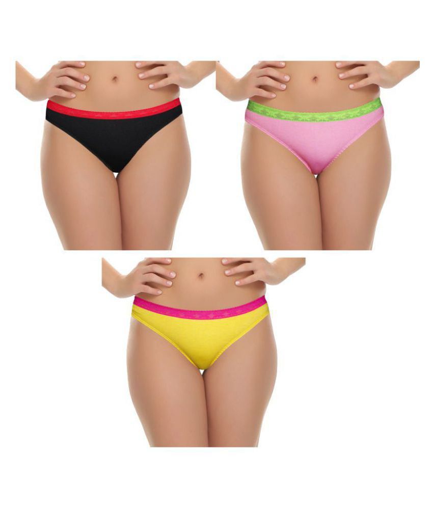     			Selfcare Pack of 3 Cotton Women's Bikini Panties ( Multi Color )