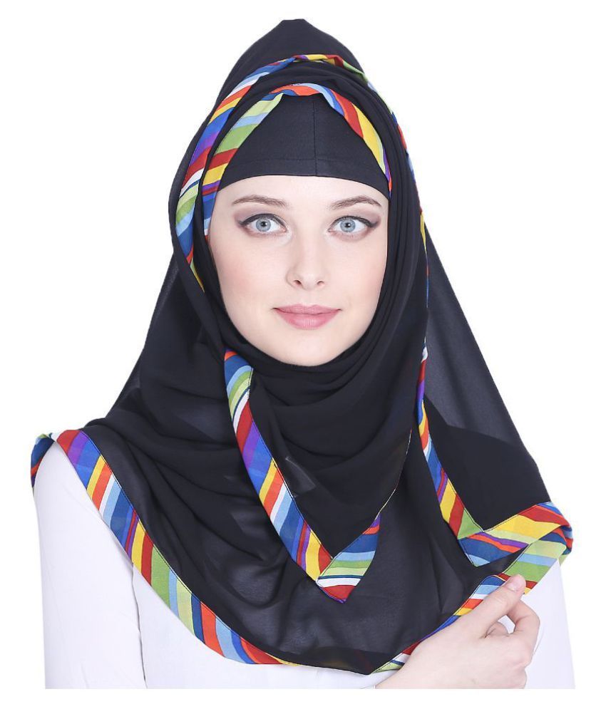 Momin Libas Black Georgette Semi Stitched Hijab Price In India Buy 