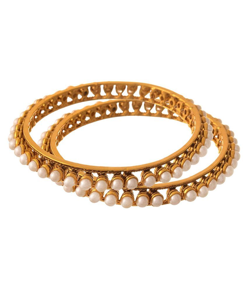     			Traditional Ethnic One Gram Gold Plated Pearl Designer Bangle for Women & Girls