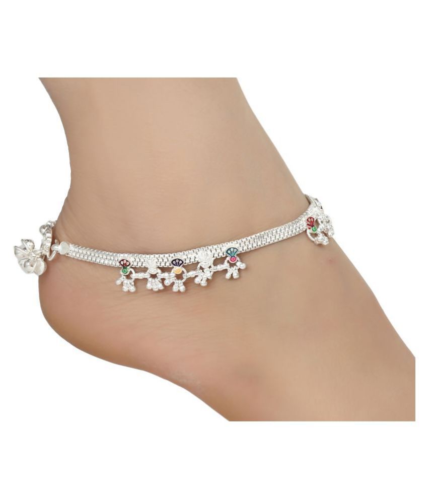 AanyaCentric Indian Traditional Ethnic Fancy Foot Jewelry Pure Silver
