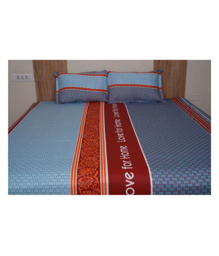 Love For Home Cotton King Size Bed Sheet With 2 Pillow Covers