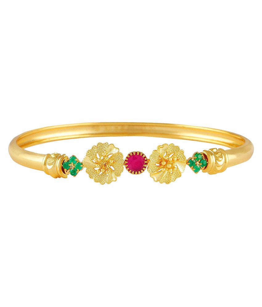     			Traditional Fancy Floral Designer Casual Party Hand Work One Gram Gold Plated Bangle Kada for Women & Girls