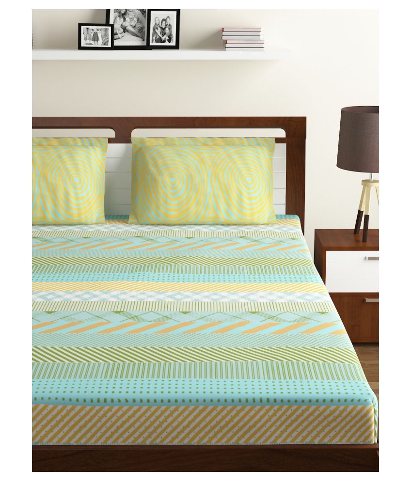 bombay dyeing cotton double bedsheet with 2 pillow covers