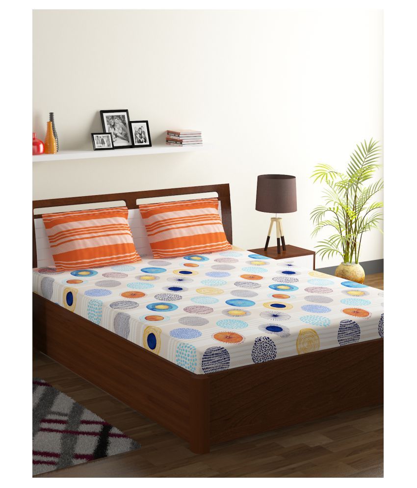 Bombay Dyeing Cotton Double Bedsheet with 2 Pillow Covers ( 224 cm x