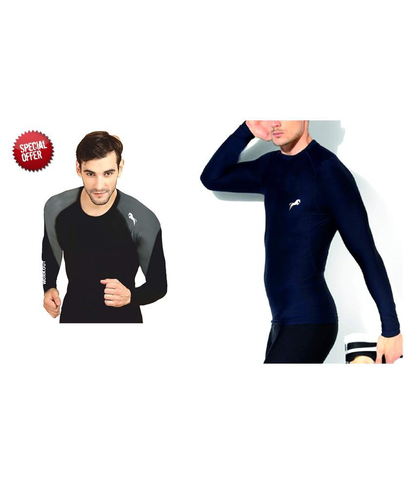     			Just Rider Compression T-Shirt, Top Full Sleeve Plain Athletic Fit Multi Sports Cycling, Cricket, Football, Badminton, Gym, Fitness & Other Outdoor Inner Wear