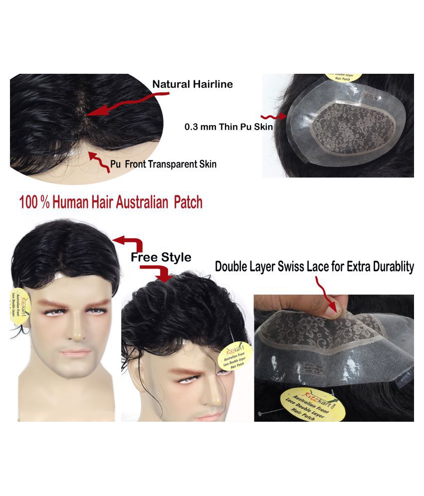 Front Lace Hair Patch 10x7 Size, 100% Human hair Men patch Australian base   ultra Thin Natural Skin PU Front hairLine,With Double Layer Swiss Lace  Men Wig: Buy Front Lace Hair Patch