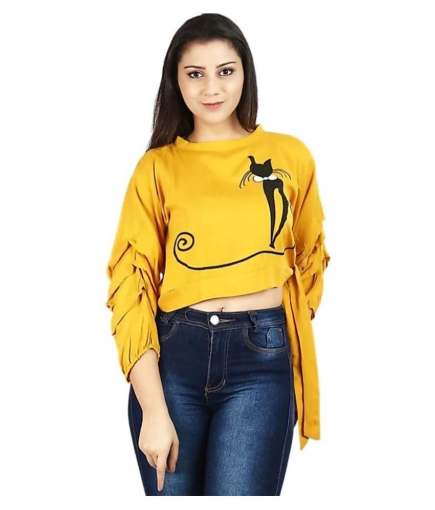 girls yellow crop top