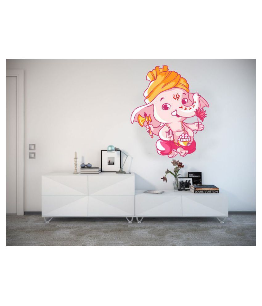     			Decor Villa Lord ganesha with lotus Religious & Inspirational Sticker ( 59 x 50 cms )