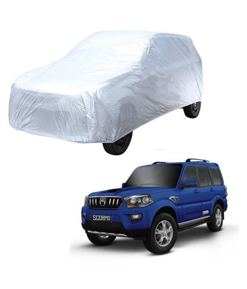     			Autoretail Silver Color Dust Proof Car Body Polyster Cover Without Mirror Pocket Polyster For Mahindra Scorpio